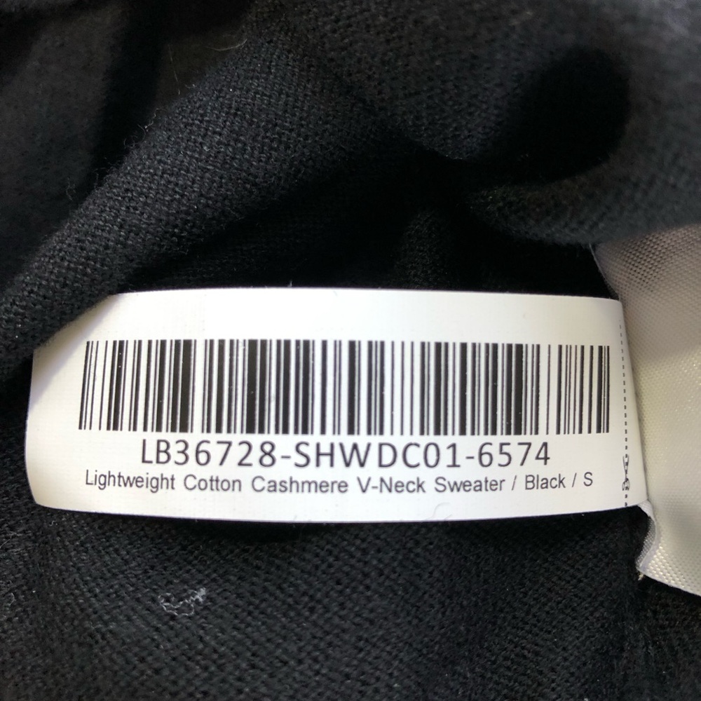 Quince lightweight cotton cashmere women v neck sweater S black basic minimalist - Picture 7 of 11